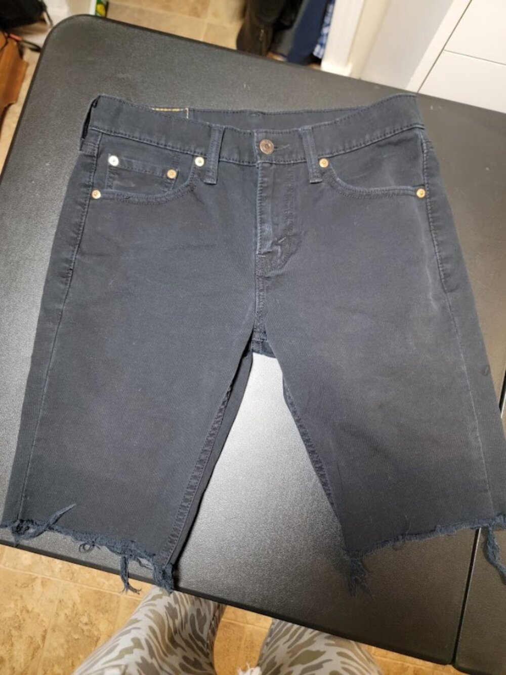 Levi’s 511 Black Denim Cutoff Shorts W29 Raw Hem Distressed Jorts